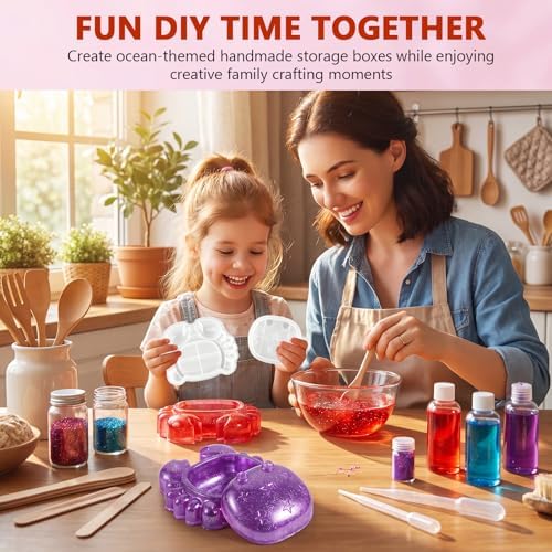 Silicone Crab Box Resin Mold with Lid, Reusable Ocean Theme Jewelry Box