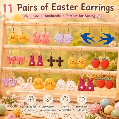 Easter Farm Clay Cutter Set for Polymer Clay Earrings – 11PCS Easter Animal & Spring Shape Cutters for DIY Jewelry Making, Earrings, Charms & Crafts