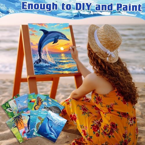 Tinlade 12 Pcs Pre Drawn Canvas for Painting Stretched,Animal Style