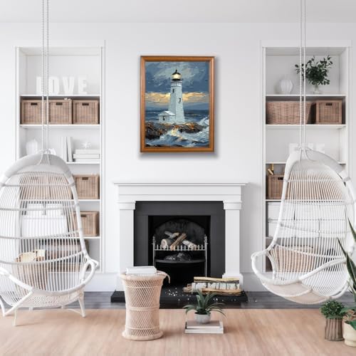 AOSGEDY Paint by Numbers for Adults Beginner, Lighthouse Adult Paint by Number Kits on Canvas, DIY Acrylic Oil Easy Painting by Numbers Kits for Home Wall Decor 16X20 Inch (Without Frame)