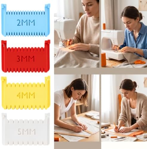 4 PCS Clip-On Sewing Rulers, Hand Edge Stitch Lock & Sewing Gauges