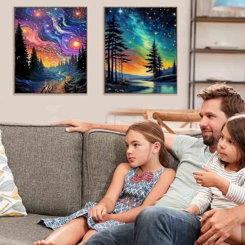 VIGEGU 4 Pack Paint by Numbers Kit for Adults Beginner with Frame