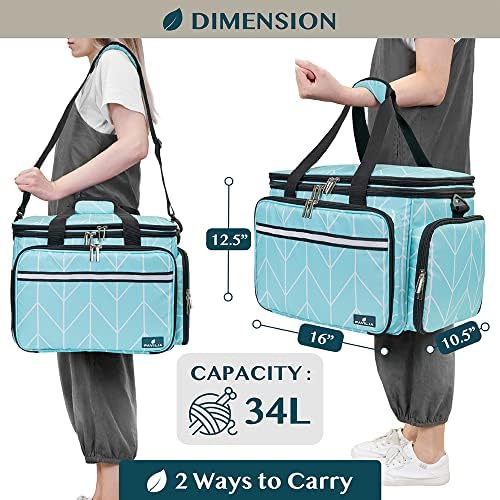 PAVILIA Large Knitting Yarn Storage Bag Crochet Organizer for Knitter, Teal