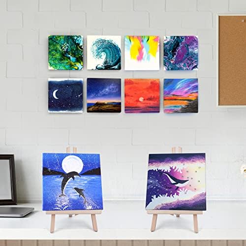 ESRICH Mini Canvases for Painting, 5x5In Canvas in Bulk 18Pack, 2/5In Profile Small Square Canvas, Blank Canvases are Great for School Projects and Kids Birthday Parties, Home Decor Project.
