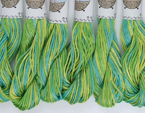 KCS Big skeins of 25 Meters Size 25 Color Variegated Cross Stitch Stranded Threads,6 skeins,4050