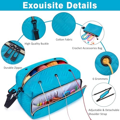 IBFUN Crochet Yarn Knitting Bag Organizer for Knit Accessories Hooks