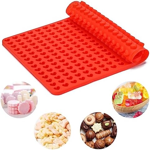 2 Pcs Mini Silicone Heart Molds, 255-Cavity Heart Shaped Chocolate Molds for Baking, Candy, Wax Melts Beads, Ice Cubes, Homemade Dog Training Treats