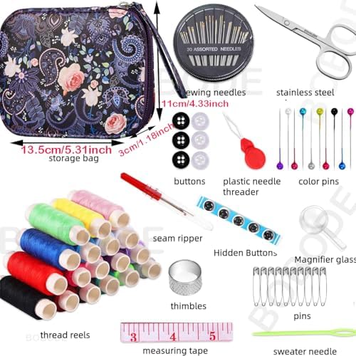 Purple Cute Travel Sewing Kit with 87PCS Hand Sewing Accessories