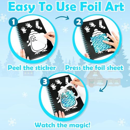 FUNNYB&G Foil Art Craft Kit for Kids, Sparkly Birthday Gift Toy for Girls | No Mess, Kids Ages 4-10 Create Sparkling Artwork, A Creative Gift for Birthdays, Holidays, Travel Activities,Screen-Free Fun