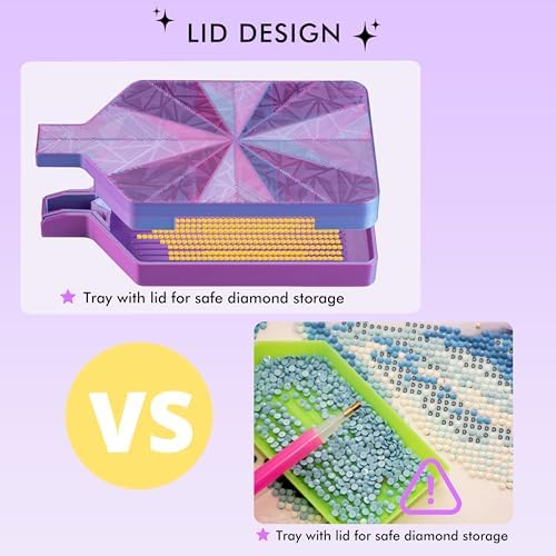 Diamond Art Trays with Lids, Multi-Color Partitioned Diamond Painting Tray, Suitable for 5D Diamond Dots, Rose Gold