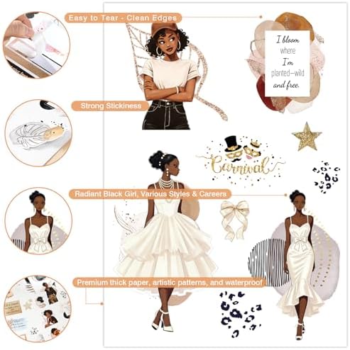 Black Girl Stickers Book - Planner Stickers, Journaling Sticker Decals