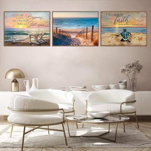 Lophomie 3 Pcs Diamond Art Kits for Adults, 5D Beach Diamond Painting Kits