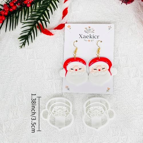 Xaekicr Christmas Santa Polymer Clay Cutters Set – Clay Earring Cutters for DIY Earrings – Cute Holiday Face Clay Molds – Polymer Clay Tools for Jewelry Making