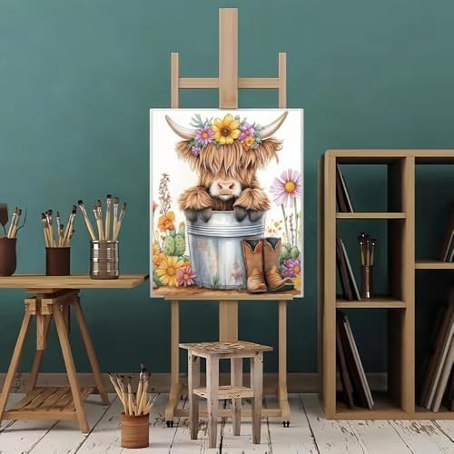 Natuyalo Highland Cattle Paint by Numbers Kits for Adults - Yak Flowers Paint by Number Adult, Animals Canvas Paint by Numbers for Adults, DIY Acrylic Painting Kits for Gifts Home Decor 16x20 inch