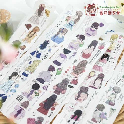 Alideco 6 pcs Decorative Adhesive Tapes Cartoon PET Tape Great for Bullet Journal Supplies, Arts, Scrapbook, DIY Crafts, Planners(huahuibiankuang) (shanaxindong)