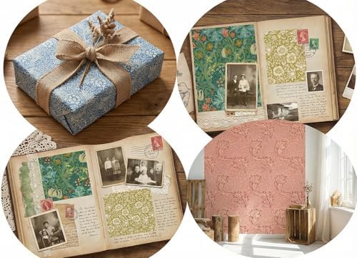 12 x 12in Vintage Flowers Scrapbook Paper Pad,24 Sheets Colorful Artistic Pattern Aesthetics Print Floral DIY Crafts Collage for Photo Album Journals Card Folded Gift Wrapping Material