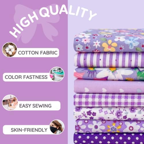 Aubliss 8pcs Fat Quarter Fabric Bundles (100% Cotton - 20'' x 20'')