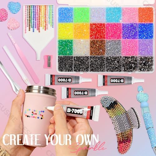 28000 Pcs Color Rhinestones Bedazzling Kit, Black Resin Bedazzling Gems