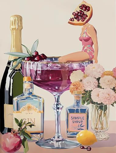 EIBEILI Diamond Art Kits for Adults, Female Fruit Cocktail Diamond Painting Kits for Beginner DIY 5D Full Drill Diamond Dots Crafts for Home Wall Decor Gifts 12x16 Inch