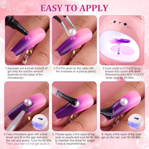 Belleboost Flatback Pearls for Nails White Pearl Nail Charms and Gems