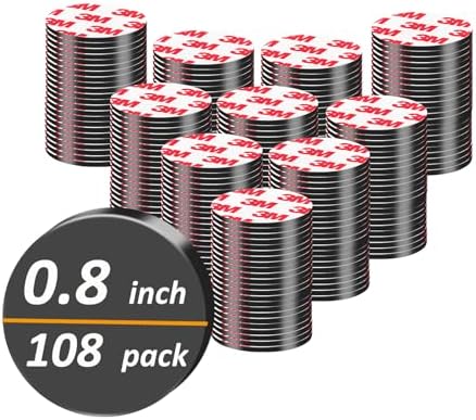 108 Pack, Magnets Dots with Adhesive, Pre-Cut Small Flexible Round Magnetic Tapes for DIY Crafts Magnets Fridge (0.8"x0.8"x0.08"-108 Pcs)