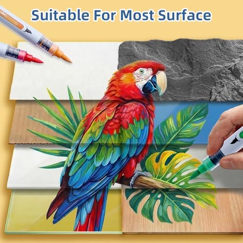Acrylic Paint Markers with Flexible brush tip, 60 colors Acrylic Paint Pens