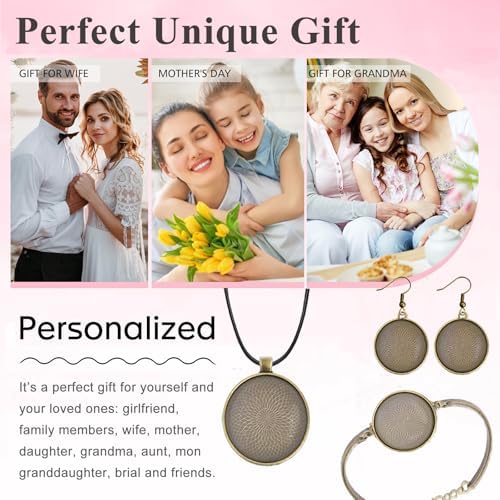 J6QIHANG Pendant Trays Set with Glass Cabochons for Jewelry Making