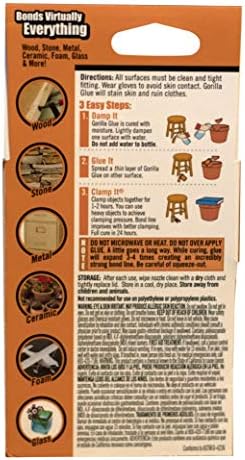Gorilla Original Gorilla Glue, Waterproof Polyurethane Glue, 2 Ounce Bottle, Brown, (Pack of 1)