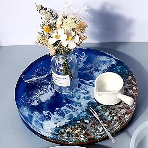 RESINWORLD 10" Round x 2" Deep Large Tray Mold, Shiny Silicone Tray Board Table Clock Mold for Epoxy Resin Casting, Floral Preservation Bouquet Resin Mold