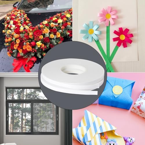 2 Roll of White Double Sided Foam Tape,PE Foam Tape，White Mounting Adhesive Tape (1/8 Inch by 50 Feet)