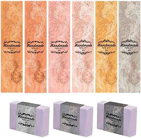 PH PandaHall 90pcs Soap Wrappers, 9 Styles Flower Soap Packaging Paper Soap Wrap Paper Tape Vertical Soap Paper Tag Floral Soap Sleeves Covers for Homemade Soap Bar Packaging, 8.2 Inch / 21cm
