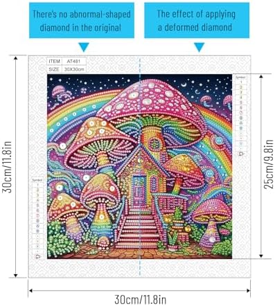 AiYuanzsh Mushroom House Diamond Art Painting Kits for Adults, 5D Special Shape Diamond Art Kits for Beginners, Crystal Rhinestones Diamond Art Painting for Home Wall Decoration Gift 12×12 inch