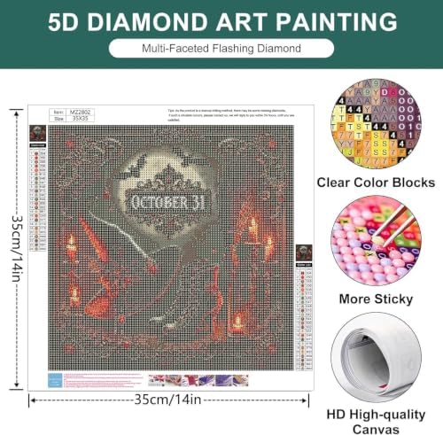 Halloween Diamond Art Kits for Adults, Magic Hat Diamond Painting Kits