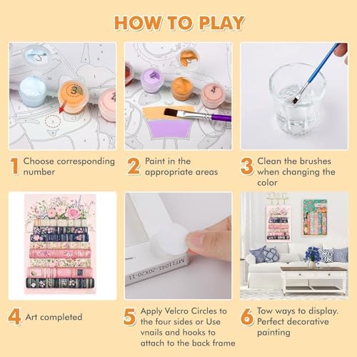 KYOQFVN 2 Pack Paint by Numbers for Adults with Framed Canvas - with Wooden Easel, Flowers Adult Paint by Number Kits on Canvas, DIY Acrylic Oil Painting by Numbers for Home Wall Decor 8X12 Inch