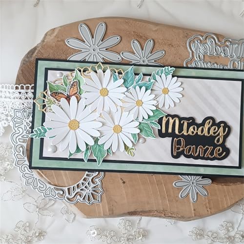 Cutting Dies Metal Stencils Scrapbooking Tools DIY Embossing Template for Paper Card Making Album Arts Crafts Supplies (Daisy Flower Set-9.4x8.4cm)
