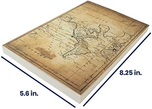 LayFlat Sketchbook - 5.5 x 8.25 Inches - Old World Map Blank Note Book, 64 Sheets, Thick 100gsm Paper