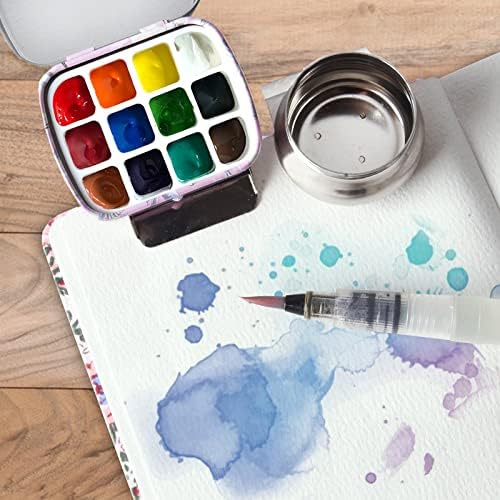 Portable Travel Watercolor Palette, Mini Metal Tin Box,12-Well Empty Tins