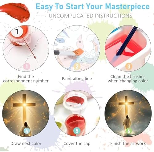 Jesus Paint by Numbers Kit for Adults Framed Canvas 12X16 in, Frameworkless