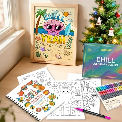 Chill-Sweet Puns Coloring Books for Adults with 30 Pattern and 36 Markers