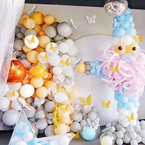 SAOROPEB 3D Butterfly Wall Decor 48 Pcs 4 Styles 3 Sizes, Butterfly Birthday Decorations Party Decorations Cake Decorations Wedding Decor, Removable Stickers (Gold, Silver) | 4 Styles 3 Sizes, Party Decorations Birthday Cake Decorations Wedding Decor, ...