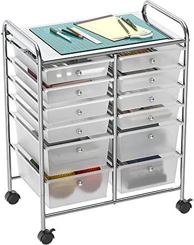 Simple Houseware 12 Drawers Rolling Utility Cart Organizer, Chrome