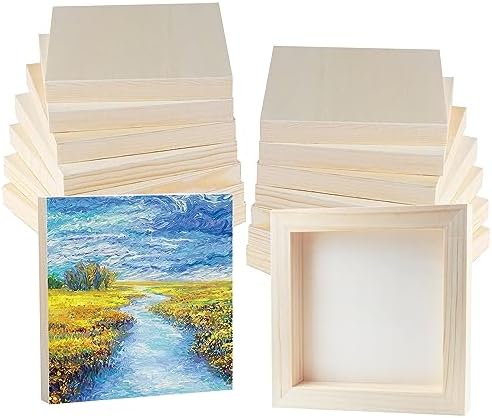 Square Wood Panels Unfinished Wooden Canvas Painting Board 16 Pcs