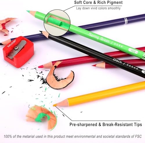 KALOUR PDAS 126 PCS Colored Pencils Set, with Coloring Books, Tutorial, Color Chart, 120 Premium Soft Core Colored Pencils for Artists Adults Teens Coloring Drawing, Portable Zipper Case