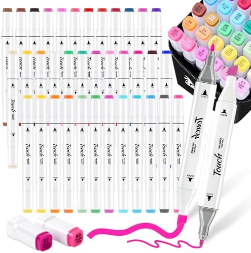 36 Colors Alcohol Based Art Markers Set, Dual Tip Chisel and Brush Point Markers for Artists, Beginners & Adults, No Bleed Through Sketch Markers for Coloring Books, Drawing(White Barrel)
