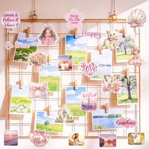 50 Pcs Vision Board Stickers for Women, Positive Affirmation Stickers for Vision Board Supplies Kit, Inspirational Quote Journey Decal Sticker for Adults Teens Planner Accessories (Pink)