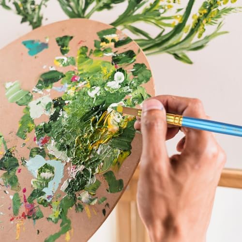 12pcs Round Paint Brushes Watercolor Brushes Round Water Color Paintbrushes for Acrylic Painting Artist Body Face Oil Paint Brush for Model Rock Craft Canvas Nail Art Miniature