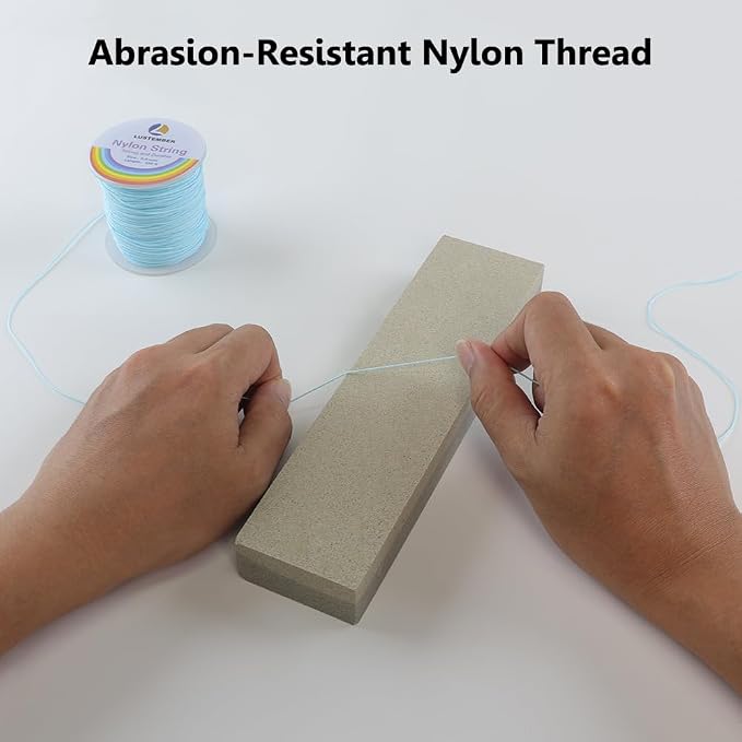 LUSTEMBER 0.8mm Nylon String, Strong Bracelet String, Durable Nylon Cord for Jewelry Making, Bracelets, Beading, Necklaces, Rattail Braiding, Kumihimo, Wind Chimes, Blinds and Handicrafts