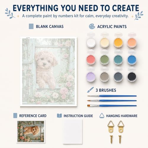 AuraDraw Dog Paint by Numbers Kit for Adults, Dog Paint by Number Kits for Adults, Painting by Number Kits for Wall Decor 16x20 Inch