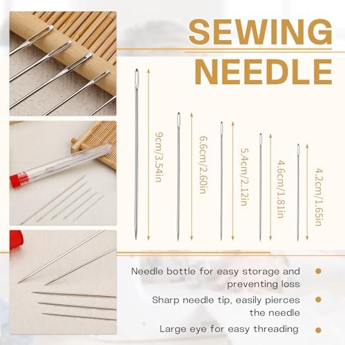 SHWAKK 37 PCS Travel Sewing Kit, Big Eye Steel Sewing Needle Threader Kit