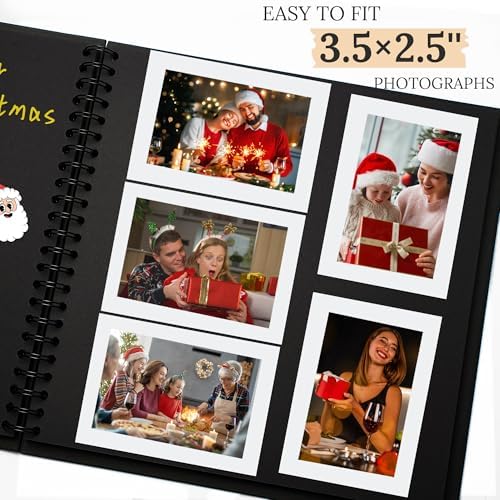 Scrapbook Photo Album 8"x8" 20 Sheets 40 Pages Hardcover Kraft Paper Black